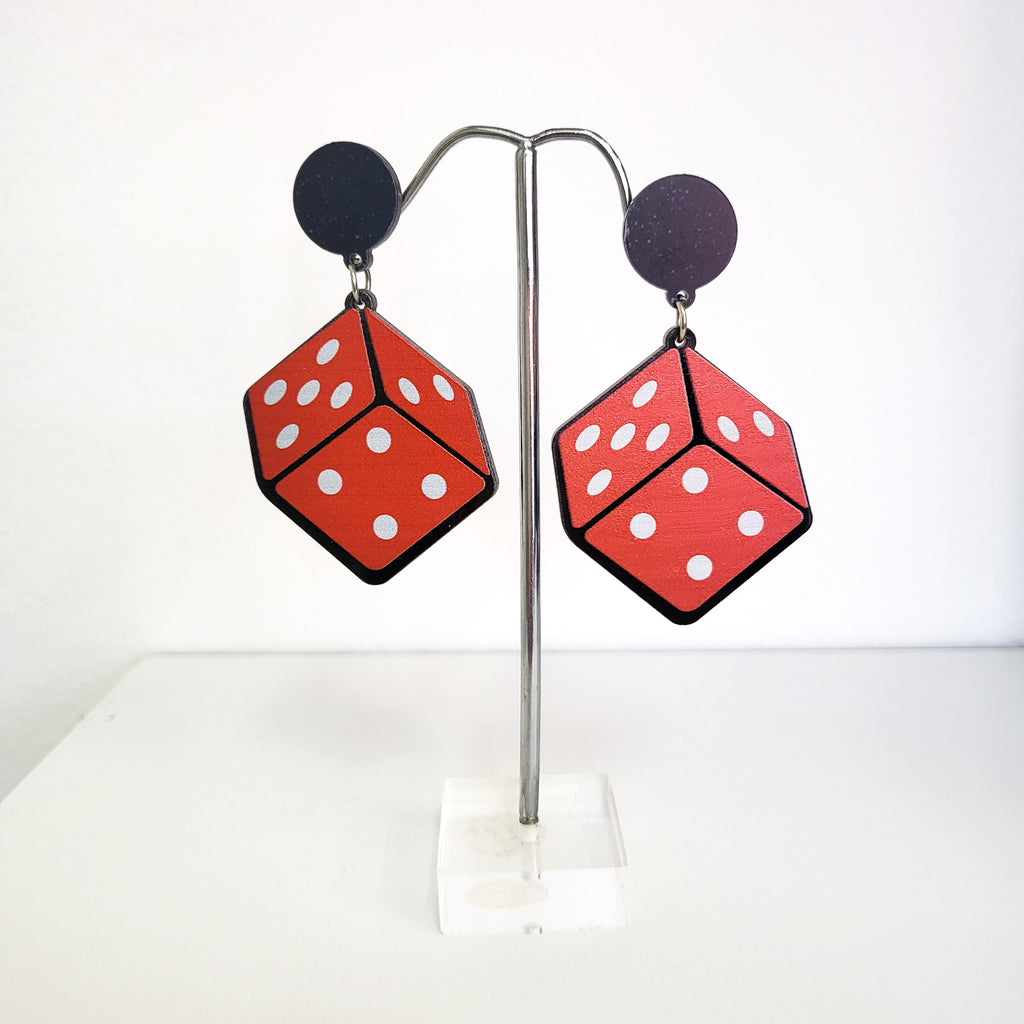Roll the Dice Earrings Red
