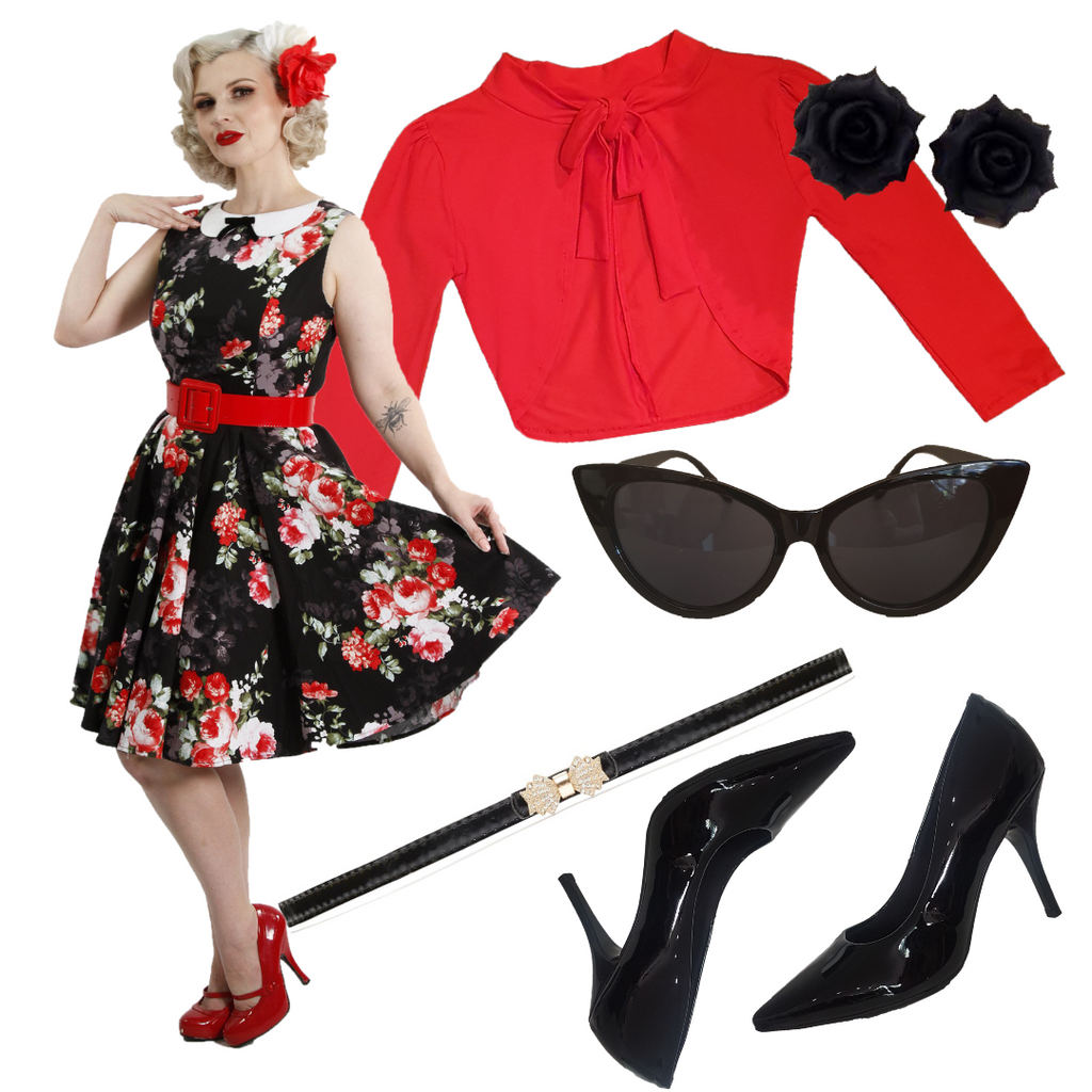 Create This Look: Black Rose Swing Dress