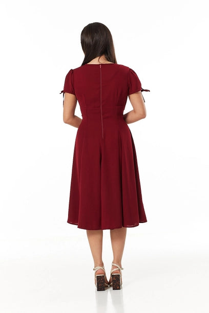 Ava 1940s Dress / Burgundy