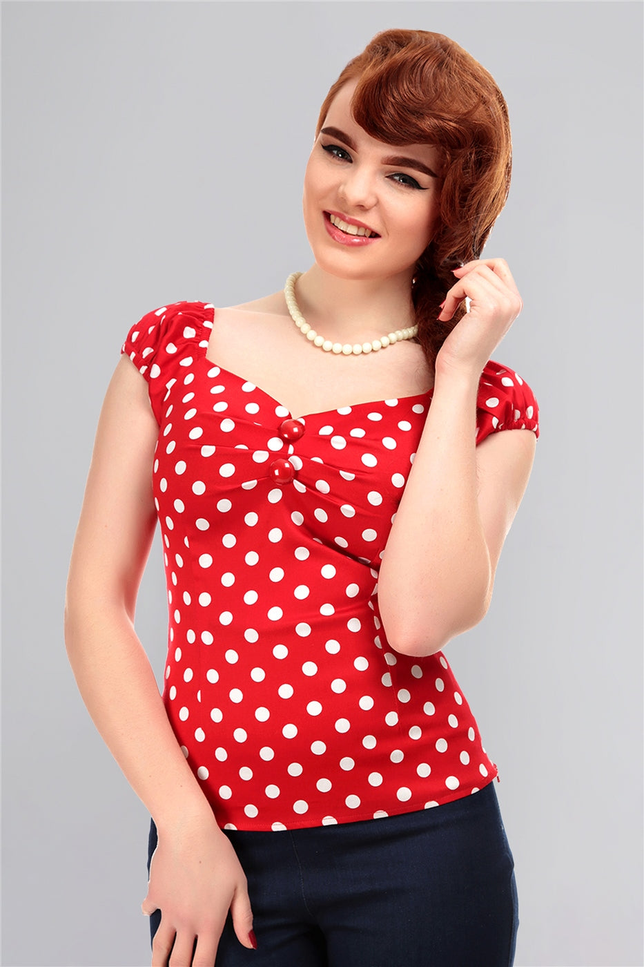 Dolores Top Red Polka Dot