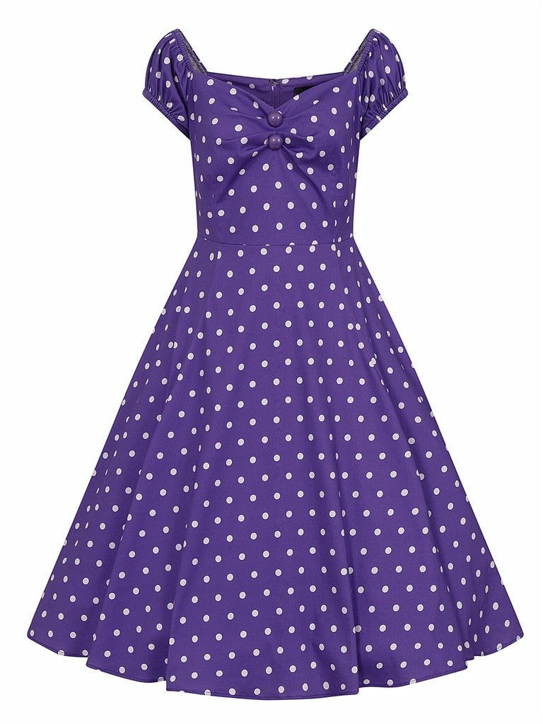 Dolores Dress Purple Polka Dot