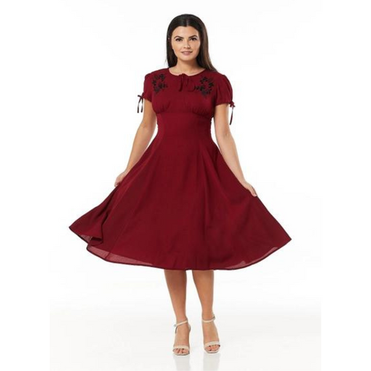 Ava 1940s Dress / Burgundy