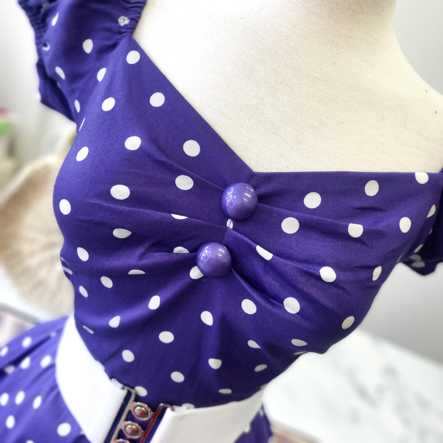 Dolores Dress Purple Polka Dot