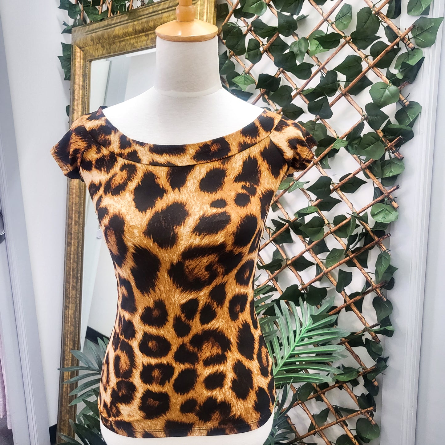 Boat Neck Top Leopard Print