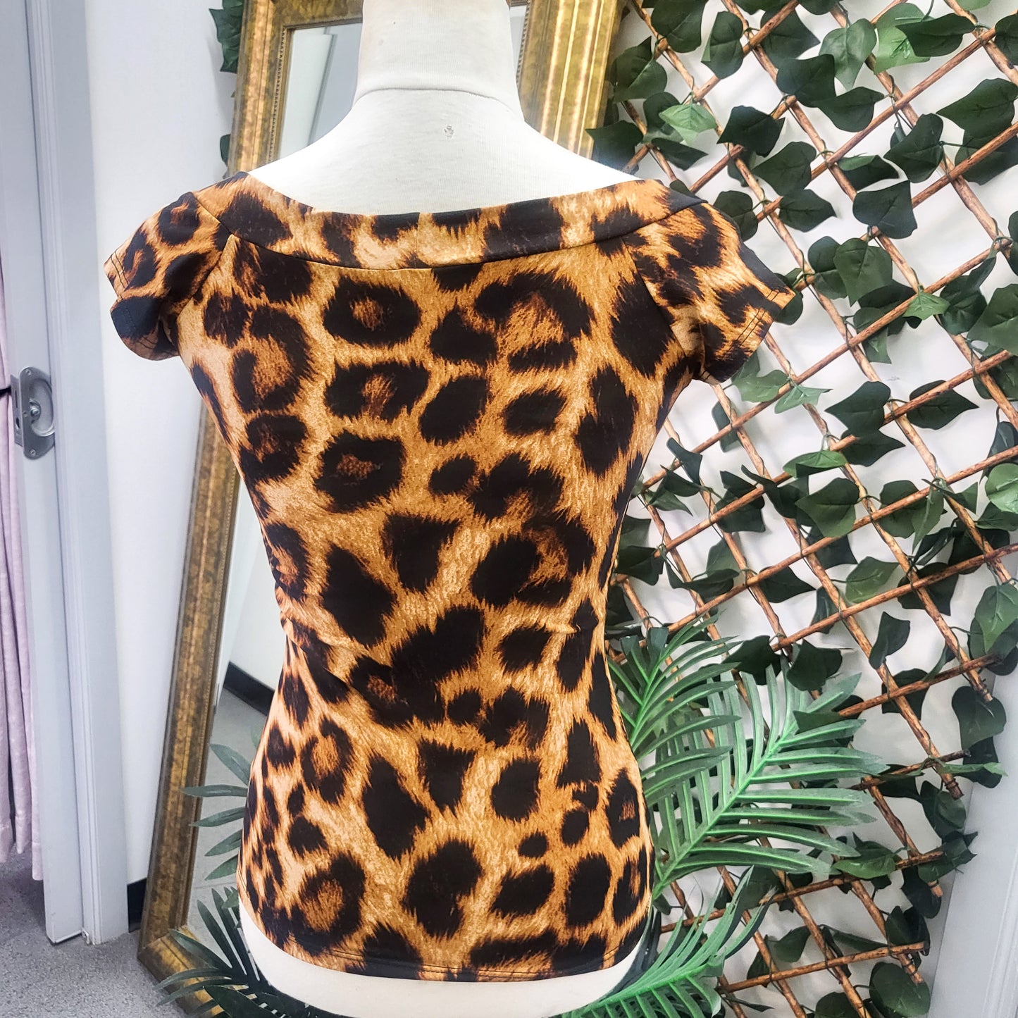 Boat Neck Top Leopard Print