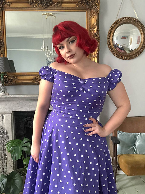 Dolores Dress Purple Polka Dot