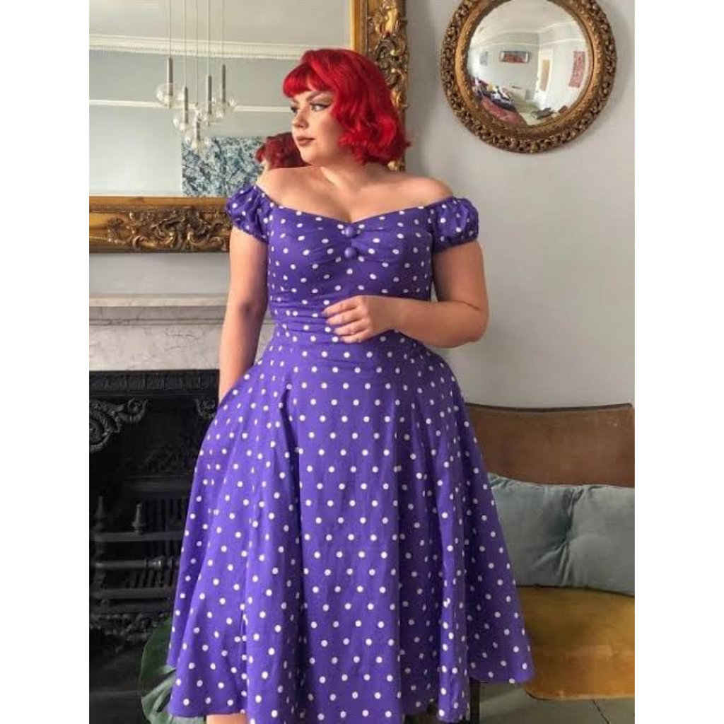 Dolores Dress Purple Polka Dot