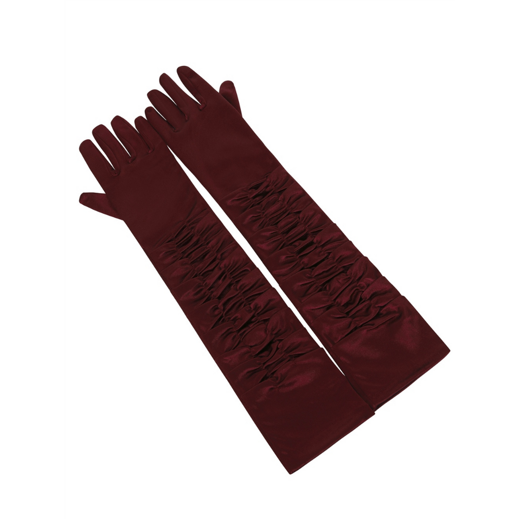 Ellie Satin Elbow Gloves burgundy