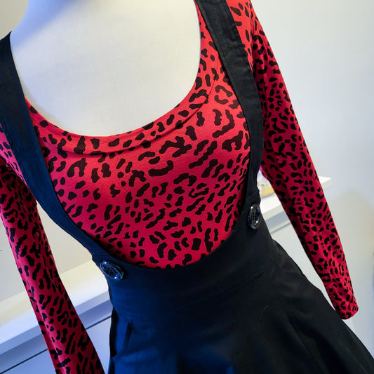 Red Leopard Scoop Neck Top Long Sleeve