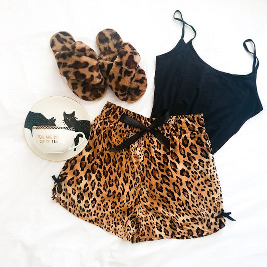 Leopard Print Lounge Shorts